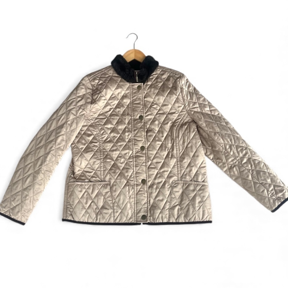Charter Club Gold Quilted Puffer Jacket | Faux Fur Collar - Picture 5 of 11